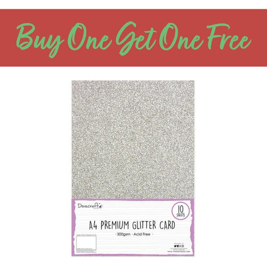 2 FOR 1 OFFER - A4 Glitter Card Silver 300gsm 10 Sheets (DCGCD009)