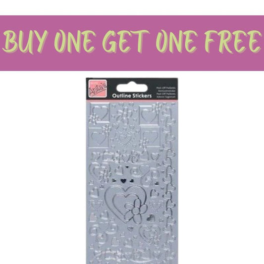 2 FOR 1 OFFER - Anita's Outline Stickers - Hearts - Silver (ANT 8101307 ) - Printable Heaven