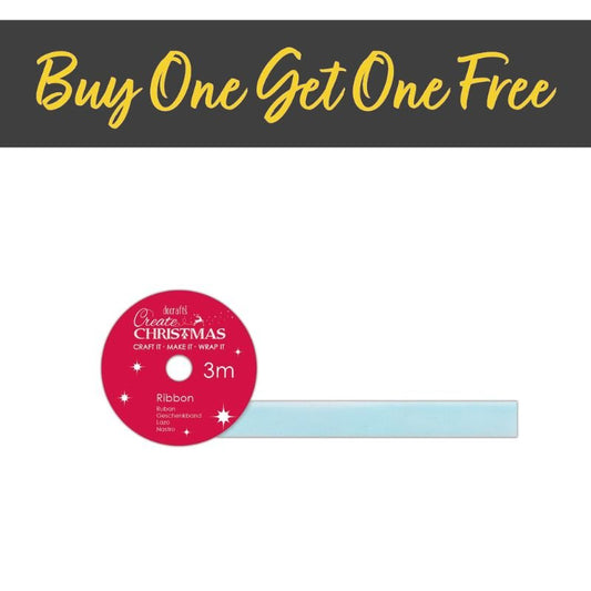 2 FOR 1 OFFER- Create Christmas Velvet Ribbon (3m) - Pale Blue (PMA 367964)