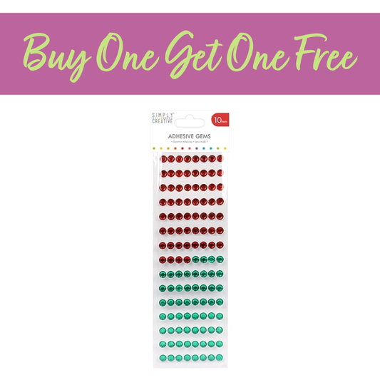 2 FOR 1 OFFER - Simply Creative 10mm Gems - Red and Green (SCDOT022)
