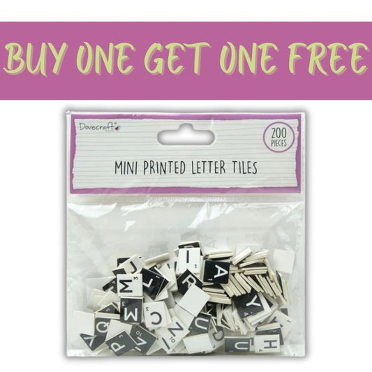 2 FOR 1 OFFER - Dovecraft Mini Letter Tiles - Black & White (DCBS267) - Printable Heaven