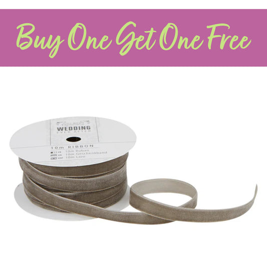 2 FOR 1 OFFER - 10m Velvet Ribbon - Wedding, Dark Grey (PMA 158507)