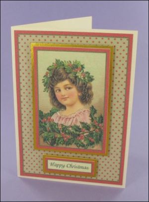 Pretty Holly girl Christmas card