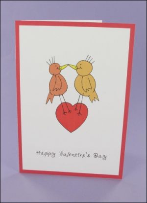 Printed Birds in Love card