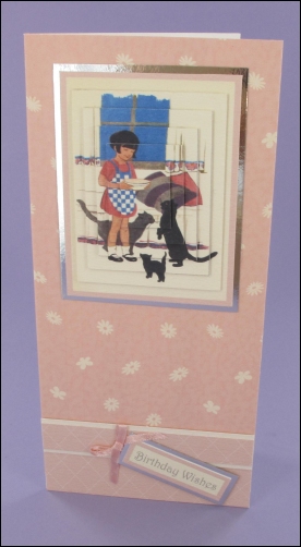 Girl & Cats card
